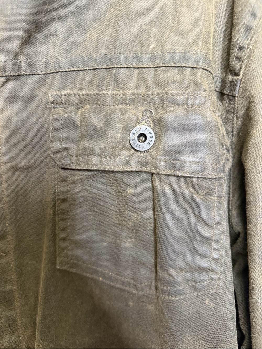 Flint And Tinder Waxed Trucker Jacket Fleeced Lined Forest Green Mens Sz XL - Picture 5 of 13